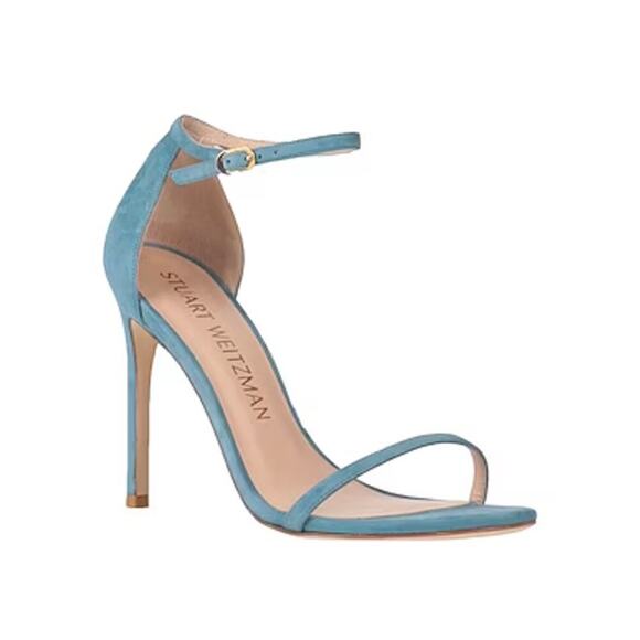 Stuart Weitzman Nudist Suede Sandal Pastel Blue Size 10 - Picture 1 of 7